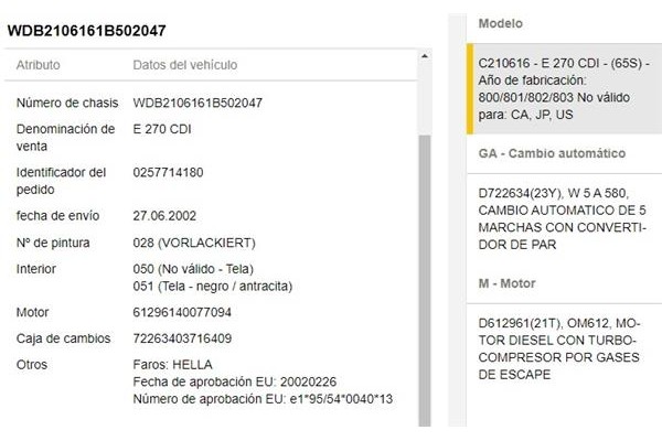 mercedes-benz clase e (bm 210) berlina del año 2003