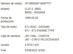 renault clio ii (xbo) del año 1999