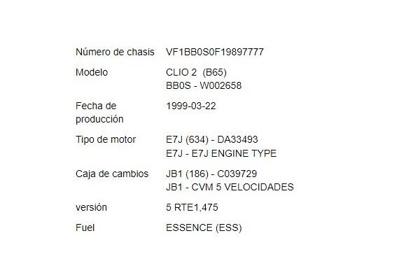 renault clio ii (xbo) del año 1999