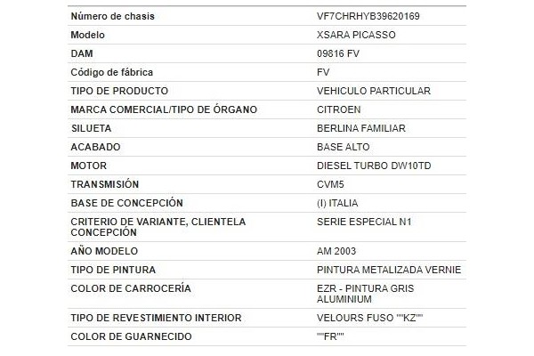 citroen xsara picasso del año 2003