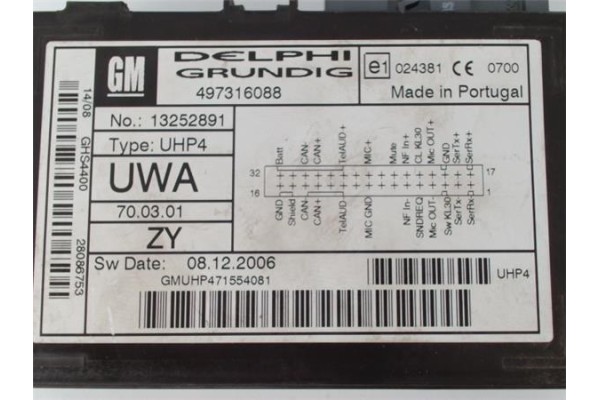 Recambio de centralita para opel corsa d 1.2 referencia OEM IAM 13252891  