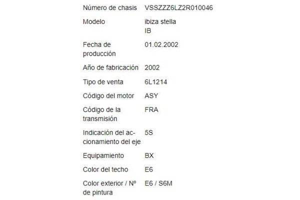seat ibiza (6l1) del año 2002