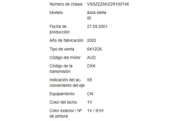 seat ibiza (6k1) del año 2002