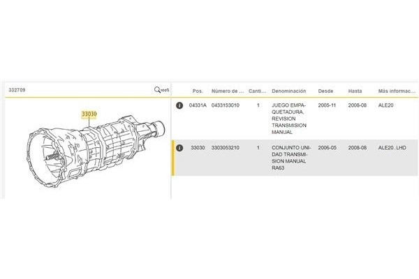 Recambio de caja cambios manual para lexus is ii (_xe2_) 220 d (ale20) referencia OEM IAM 3303053210  