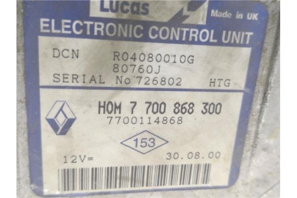 Recambio de centralita para renault kangoo i (f/kc0) d 55 1.9 (kc0d) referencia OEM IAM 7700868300 R04080010G 