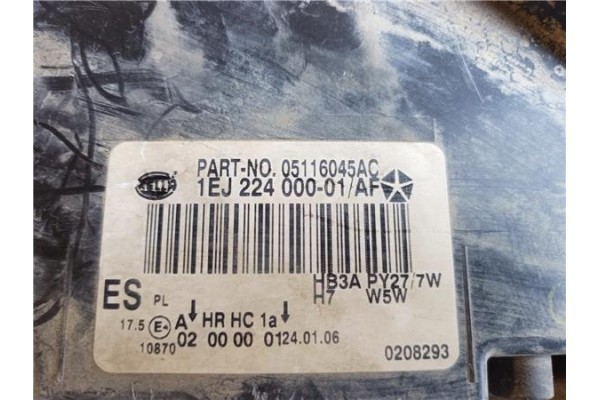 Recambio de faro delantero izquierdo para chrysler pt cruiser 1.6 route 66 referencia OEM IAM 05116045AC 1EJ22400001AF 