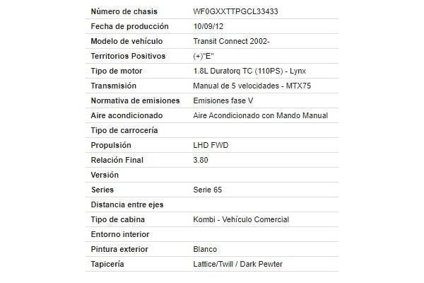 ford tourneo connect (tc7) del año 2012