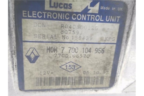 Recambio de centralita para renault kangoo i (f/kc0) d 65 1.9 (kc0e, kc02, kc0j, kc0n) referencia OEM IAM 7700104956 R04080012G 
