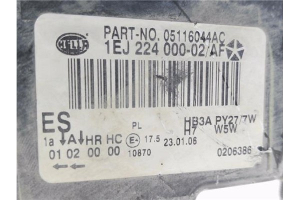 Recambio de faro delantero dcho para chrysler pt cruiser 1.6 route 66 referencia OEM IAM 05116044AC 1EJ22400002 