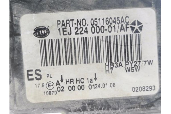 Recambio de faro delantero izquierdo para chrysler pt cruiser 1.6 route 66 referencia OEM IAM 05116045AC 1EJ22400001AF 
