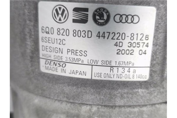 Recambio de compresor aire acond. para volkswagen polo iv (9n1) 1.4 16v referencia OEM IAM 6Q0820803D 4472208126 