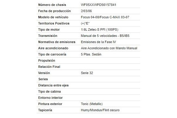 ford focus ii (da_) del año 2006