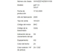 volkswagen golf v (1k1) del año 2005