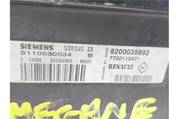 Recambio de centralita para renault megane i (ba0/1_) 1.6 16v (ba11, ba04, ba0b, ba1j) referencia OEM IAM 8200035692 S110030034 