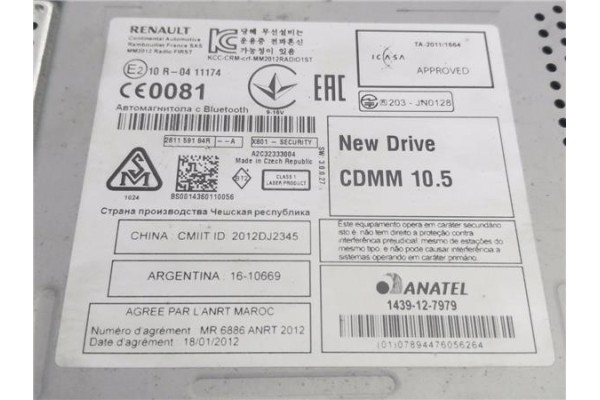 Recambio de autoradio para renault megane iii sport tourer 1.5 business referencia OEM IAM 1439127979 TA20111664 