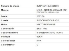 nissan almera (n16/e) del año 2005