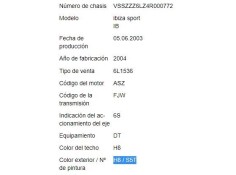 seat ibiza (6l1) del año 2003