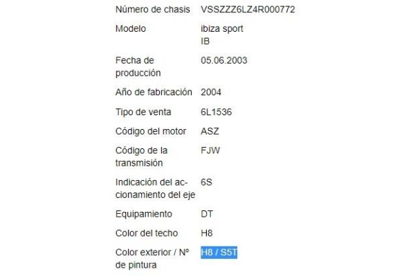 seat ibiza (6l1) del año 2003