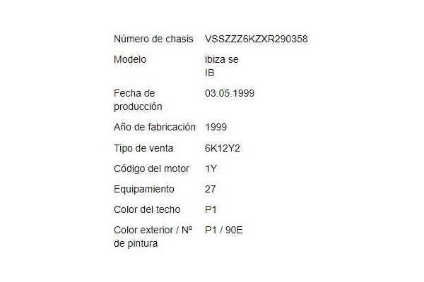 seat ibiza (6k1) del año 1999
