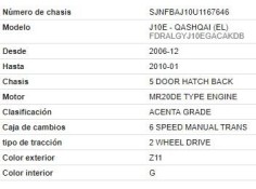 nissan qashqai (j10) del año 2008