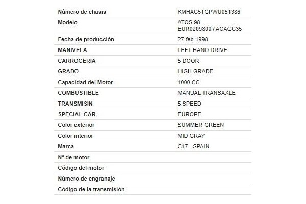 hyundai atos (mx) del año 1998