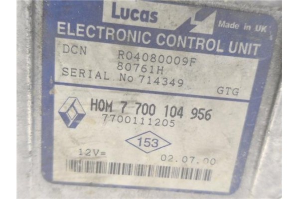 Recambio de centralita para renault clio ii fase i (b/cb0) 1.9 d (b/cb0e) referencia OEM IAM 7700104956 R04080009F 