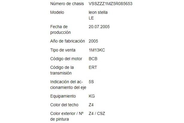 seat leon (1m1) del año 2005