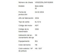 seat ibiza (6l1) del año 2004