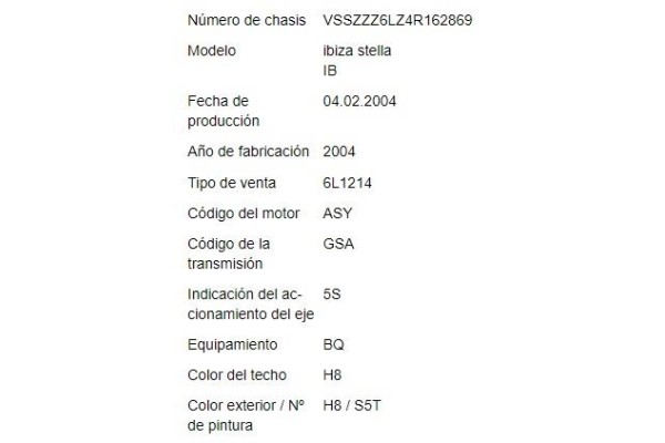 seat ibiza (6l1) del año 2004