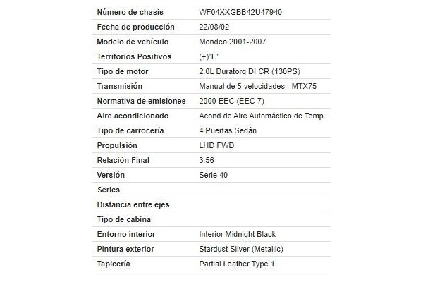ford mondeo iii sedán (b4y) del año 2003