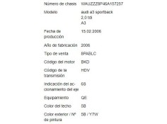 audi a3 sportback (8pa) del año 2006