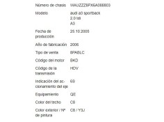 audi a3 sportback (8pa) del año 2006