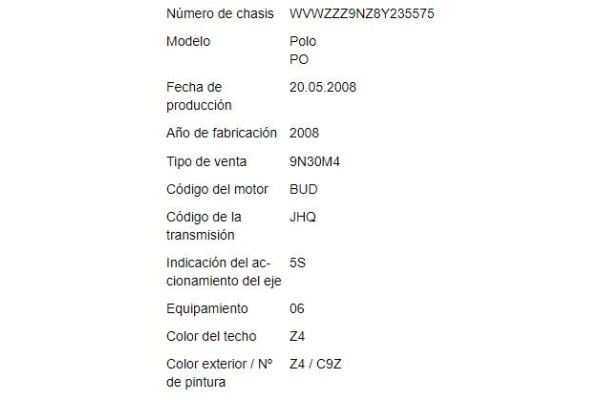 volkswagen polo iv (9n3) del año 2009