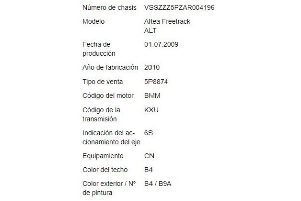 seat altea xl (5p5) del año 2009