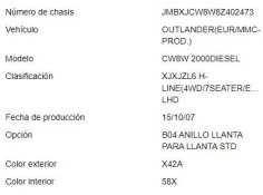 mitsubishi outlander (cw0) del año 2007
