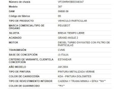 peugeot 307 break / sw (s1) del año 2004