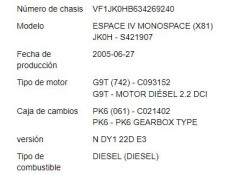 renault espace iv (jk0) del año 2005
