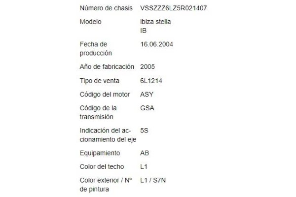 seat ibiza (6l1) del año 2004