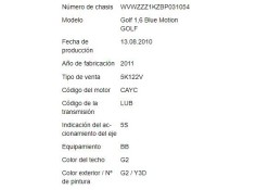 volkswagen golf vi (5k1) del año 2010