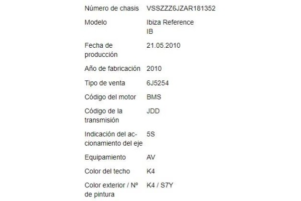 seat ibiza berlina (6j5) del año 2010