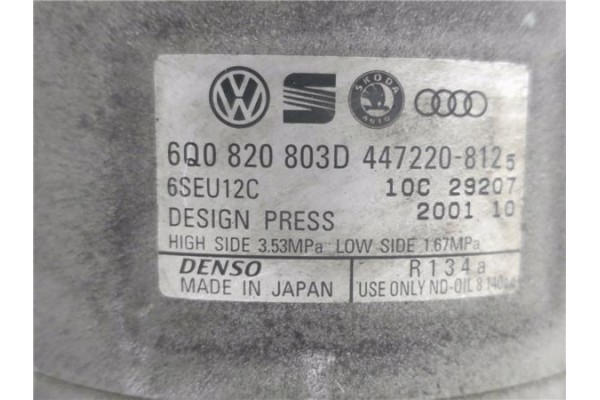 Recambio de compresor aire acond. para seat ibiza (6l1) 1.9 sdi referencia OEM IAM 6Q0820803D 4472208125 
