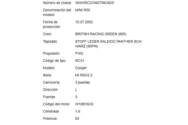 mini mini (r50,r53) del año 2002