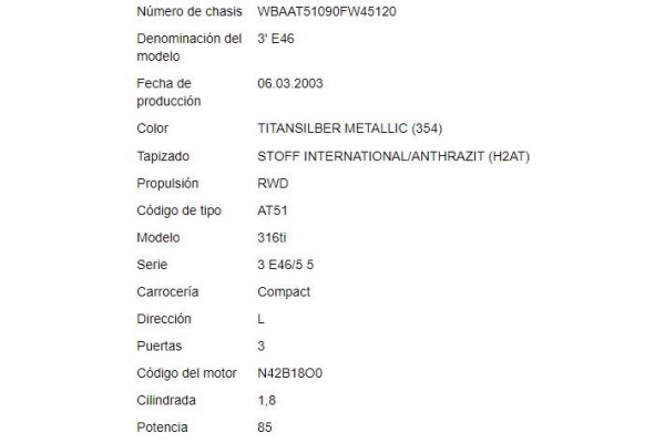 bmw serie 3 compacto (e46) del año 2003 bmw serie 3 compacto (e46) del año 2003