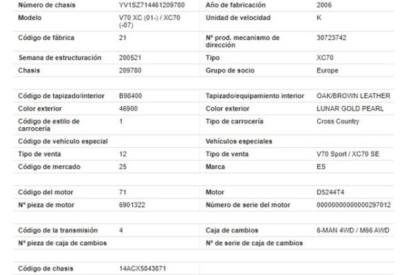 volvo xc70 del año 2006