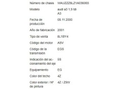 audi a3 (8l) del año 2000