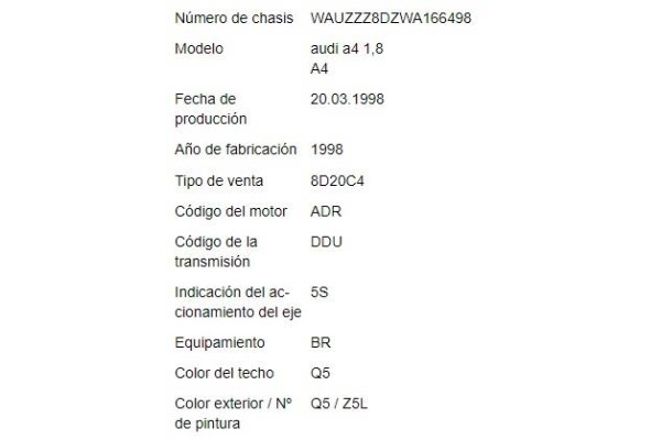 audi a4 berlina (b5) del año 1998 audi a4 berlina (b5) del año 1998