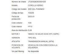 toyota corolla verso (e12) del año 2003