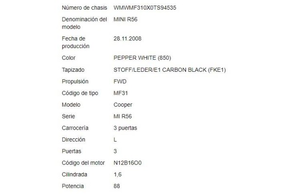 mini mini (r56) del año 2009