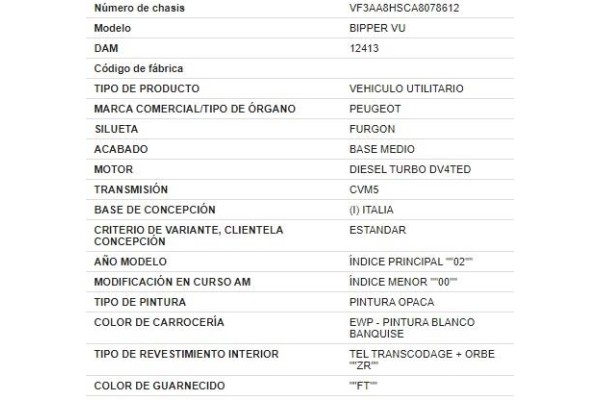 peugeot bipper del año 2011