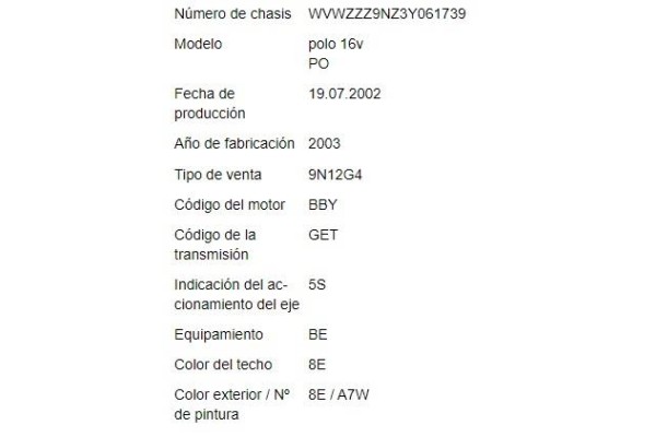 volkswagen polo iv (9n1) del año 2002
